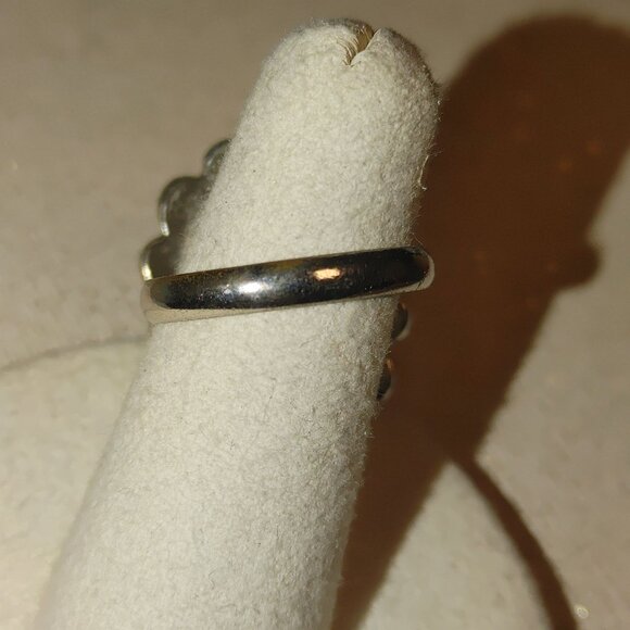 Whiting Davis Vintage Signed Silvertone Ring Size 8 Hematite Stone Oval Design - Picture 8 of 10